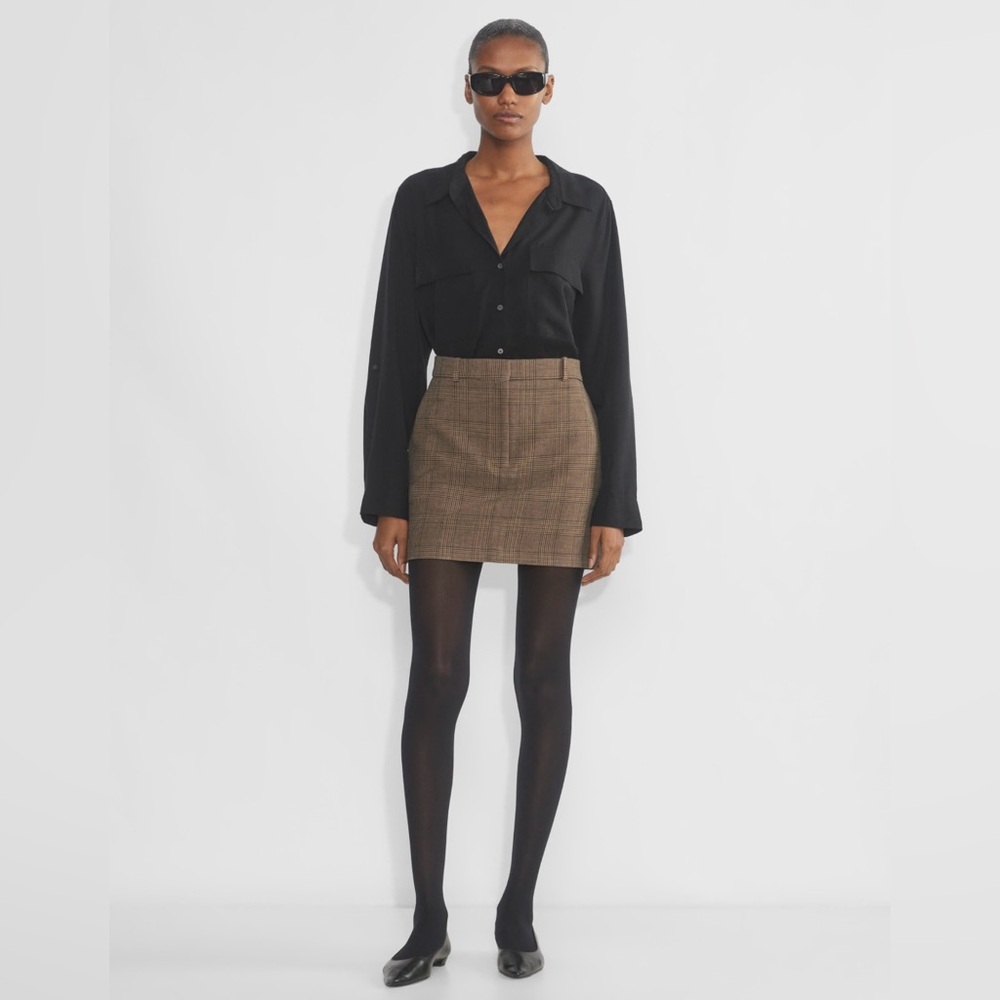 Babaton Chisel Mini Skirt - Tyson Brown/Taupe - Size 8